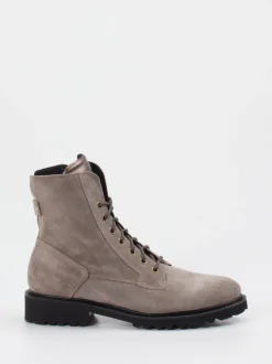 Durea – Schnürstiefeletten aus Veloursleder in Taupe