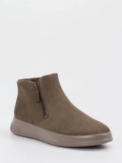 Ecco – Ankle Boots aus Veloursleder in Schlammgrün