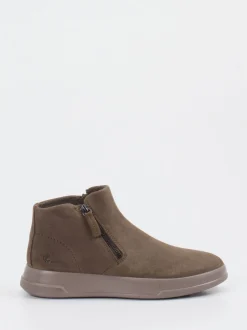 Ecco – Ankle Boots aus Veloursleder in Schlammgrün