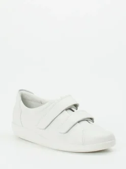 Ecco – Klettverschluss-Sneaker aus Kalbleder Offwhite