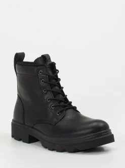Ecco – Schnürboots aus Fettleder schwarz