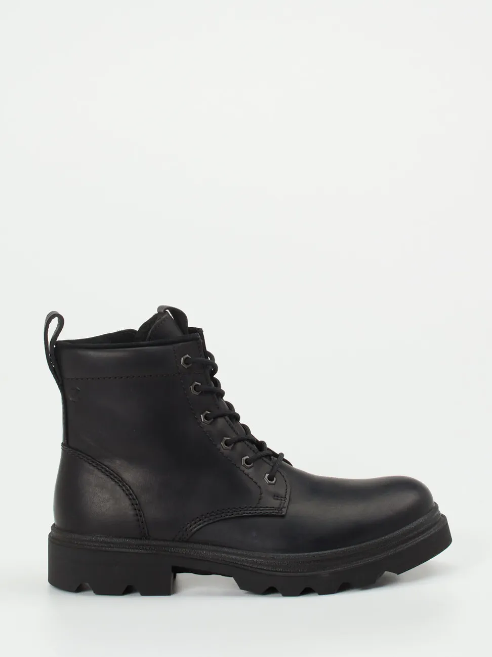 Ecco – Schnürboots aus Fettleder schwarz