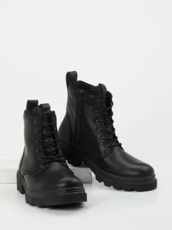 Ecco – Schnürboots aus Fettleder schwarz