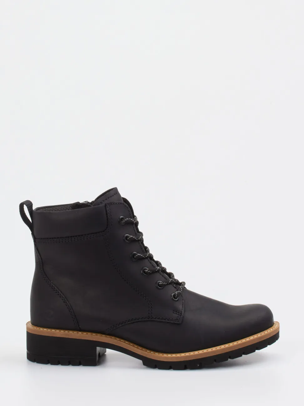 Ecco – Schnürboots aus Fettleder in Schwarz