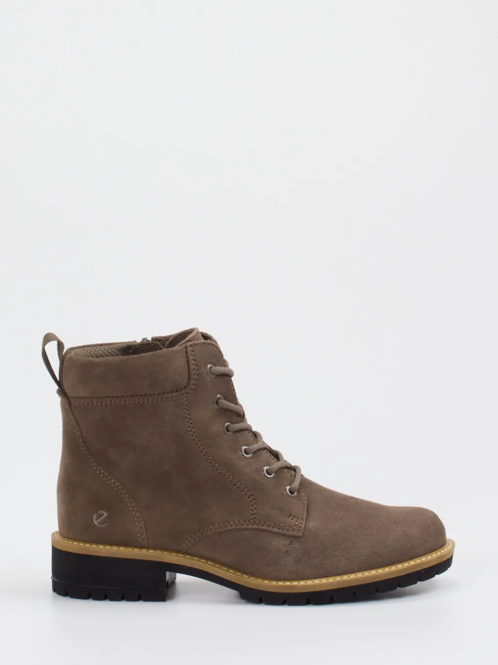 Ecco – Schnürboots aus Veloursleder in Taupe