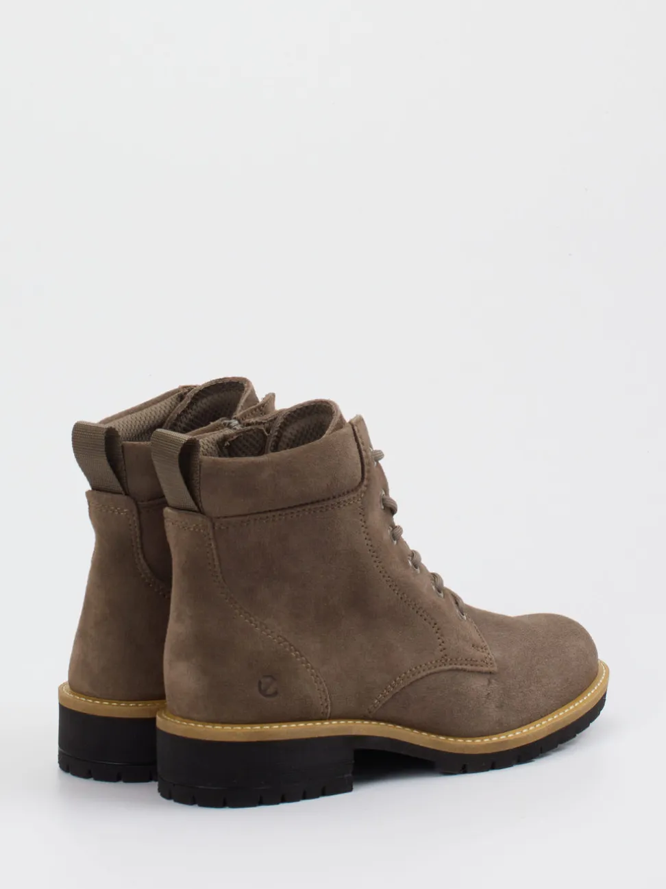 Ecco – Schnürboots aus Veloursleder in Taupe