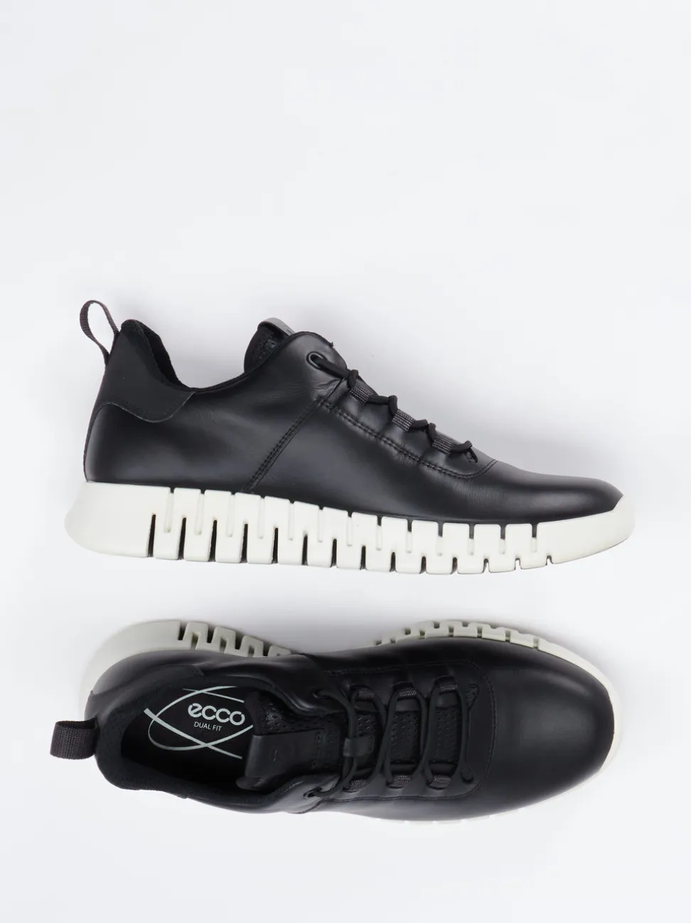 Ecco – Sneaker aus Kalbleder und Mesh schwarz