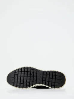 Ecco – Sneaker aus Kalbleder und Mesh schwarz