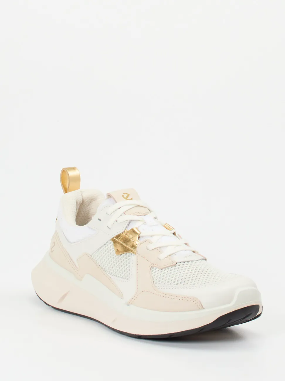 Ecco – Sneaker aus Kalbleder und Mesh Cremeweiß