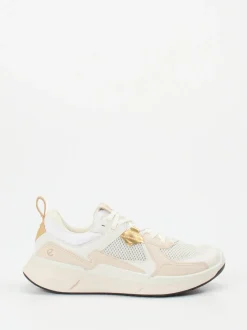 Ecco – Sneaker aus Kalbleder und Mesh Cremeweiß