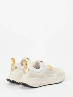 Ecco – Sneaker aus Kalbleder und Mesh Cremeweiß