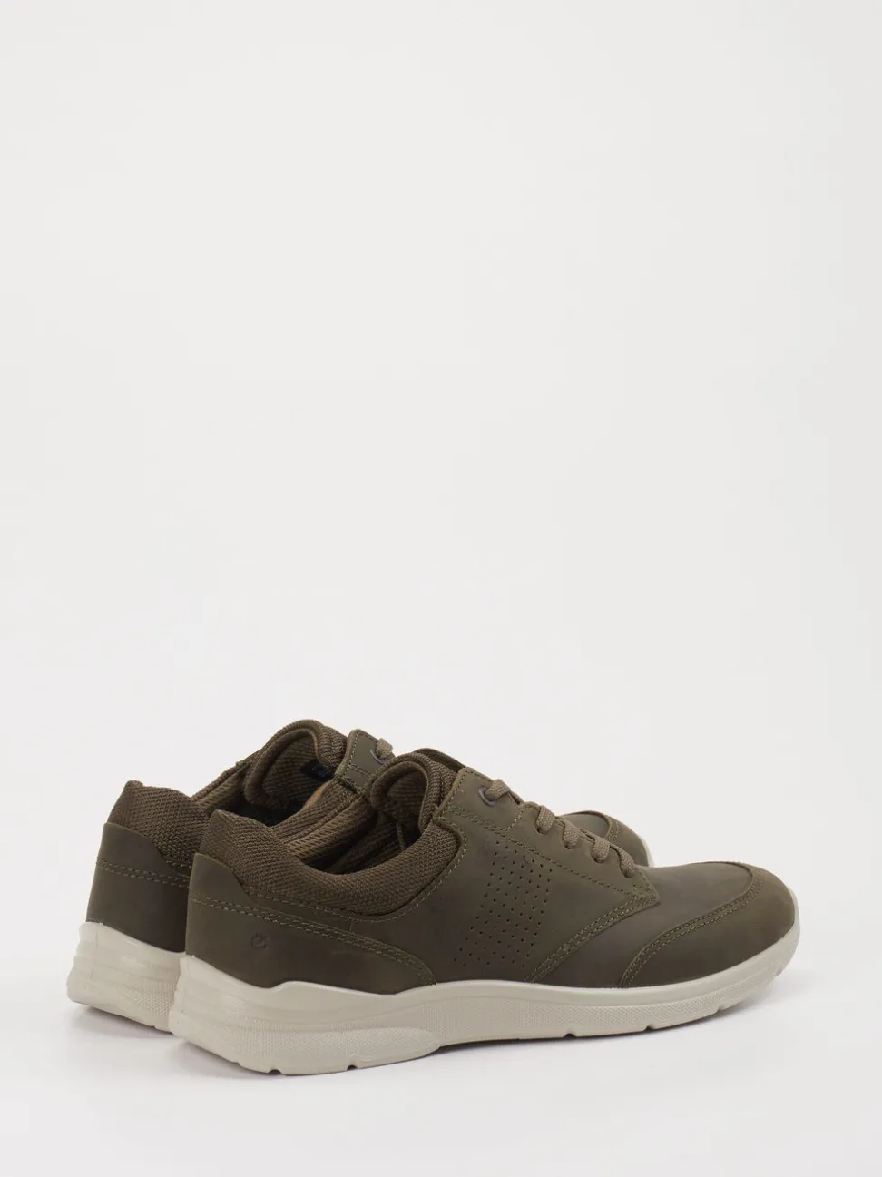 Ecco – Sneaker aus Leder und Mesh in Olivgrün