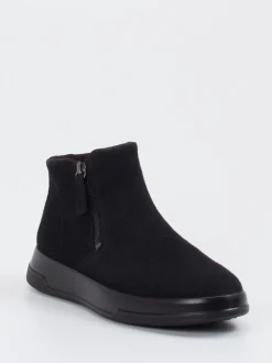 Ecco – Stiefelette aus Veloursleder schwarz