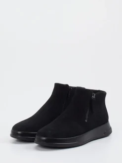 Ecco – Stiefelette aus Veloursleder schwarz