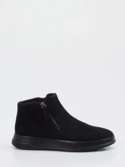 Ecco – Stiefelette aus Veloursleder schwarz