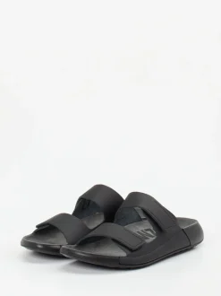 Ecco – Zweiriemer-Sandale aus Kalbleder schwarz