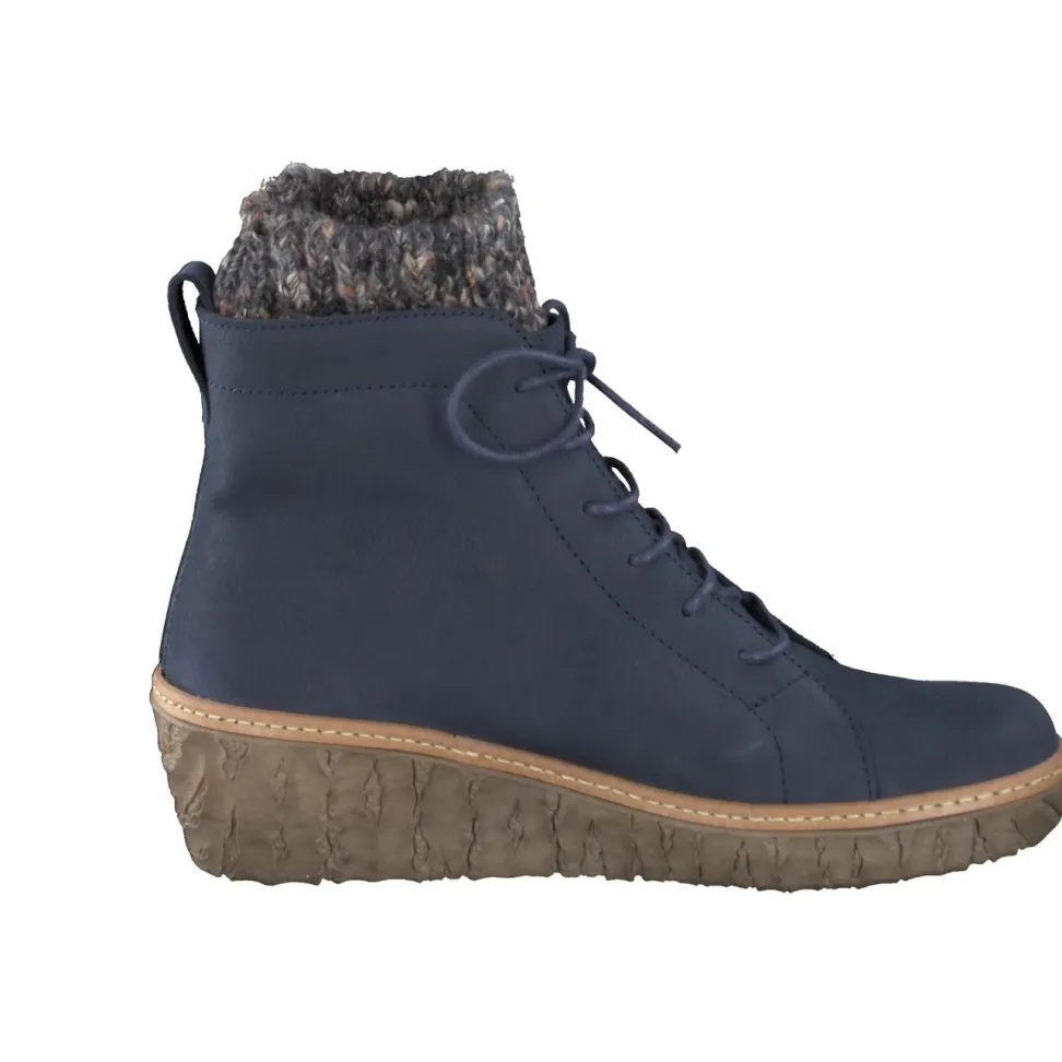 El Naturalista – Keilabsatz-Stiefelette aus Nubukleder Blau
