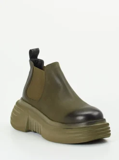 Elena Iachi – Chelsea Boots aus Kalbleder olivgrün