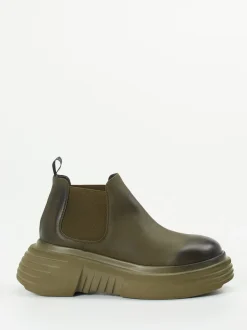 Elena Iachi – Chelsea Boots aus Kalbleder olivgrün