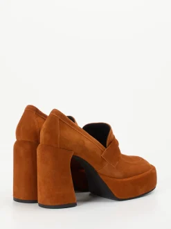 Elena Iachi – Plateau-Loafer aus Veloursleder Rostbraun