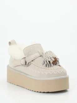 Elena Iachi – Plateau-Loafer aus Veloursleder grau