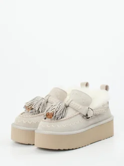 Elena Iachi – Plateau-Loafer aus Veloursleder grau
