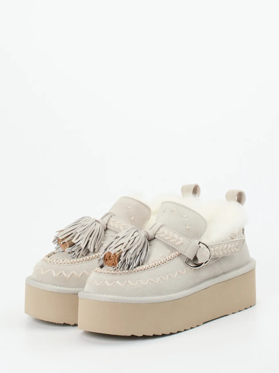 Elena Iachi – Plateau-Loafer aus Veloursleder grau