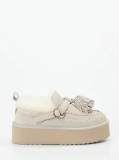 Elena Iachi – Plateau-Loafer aus Veloursleder grau