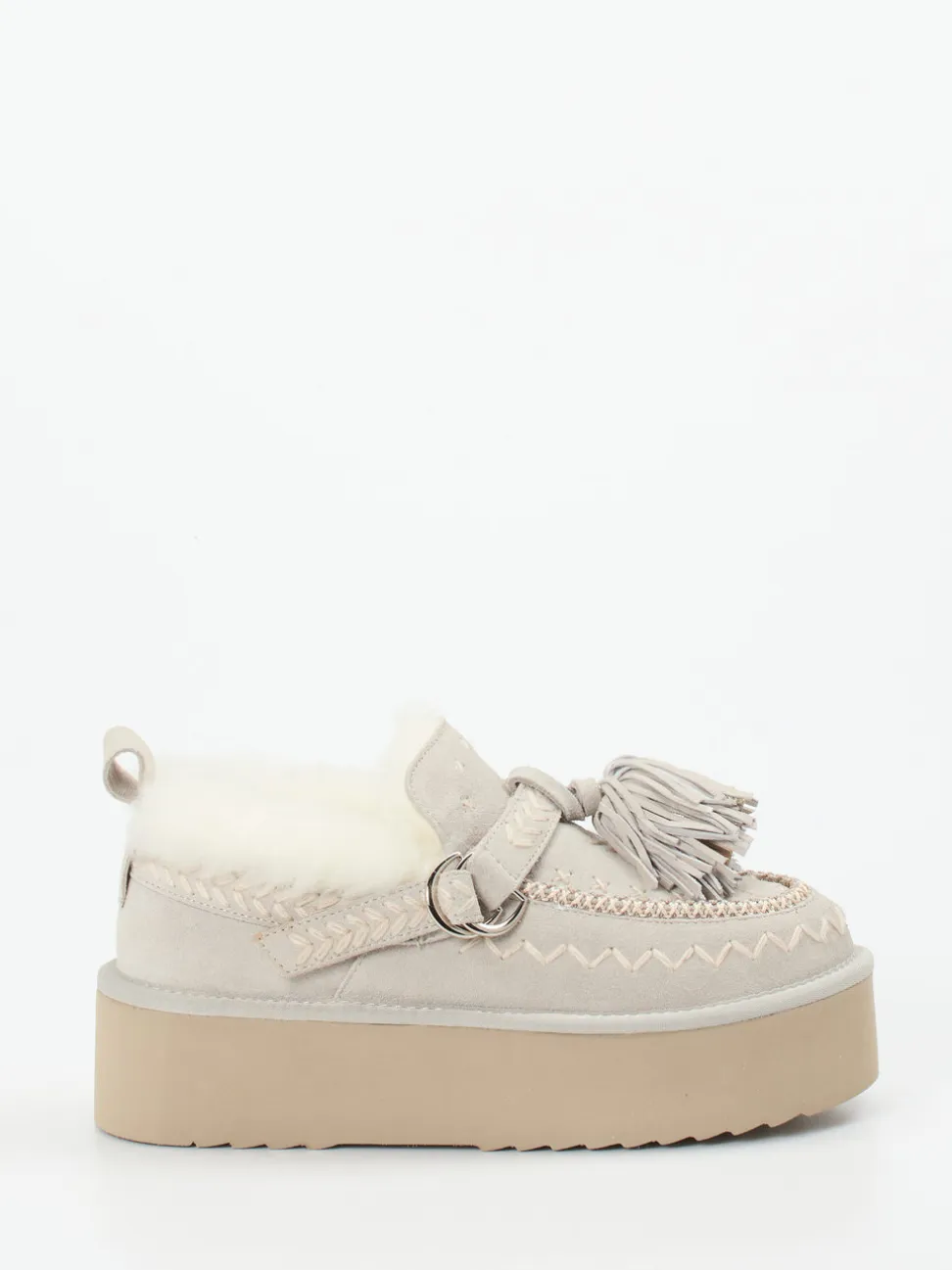Elena Iachi – Plateau-Loafer aus Veloursleder grau