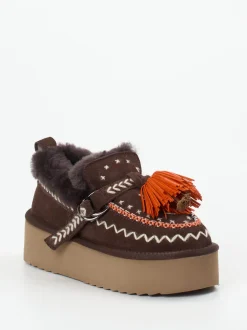 Elena Iachi – Plateau-Loafer aus Veloursleder Braun
