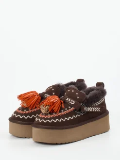 Elena Iachi – Plateau-Loafer aus Veloursleder Braun