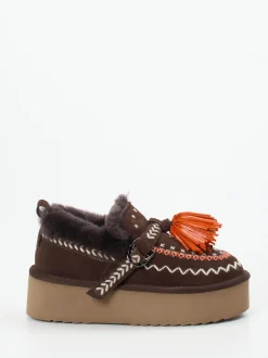 Elena Iachi – Plateau-Loafer aus Veloursleder Braun