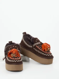 Elena Iachi – Plateau-Loafer aus Veloursleder Braun