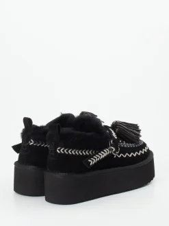 Elena Iachi – Plateau-Loafer aus Veloursleder Schwarz
