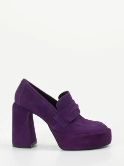 Elena Iachi – Plateau-Loafer aus Veloursleder Violett