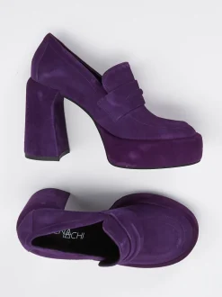 Elena Iachi – Plateau-Loafer aus Veloursleder Violett