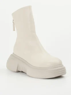 Elena Iachi – Plateau-Stiefeletten aus Kalbleder Cremeweiß