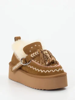 Elena Iachi – Plattform-Loafer aus Veloursleder cognacbraun