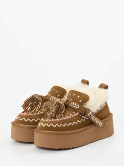 Elena Iachi – Plattform-Loafer aus Veloursleder cognacbraun
