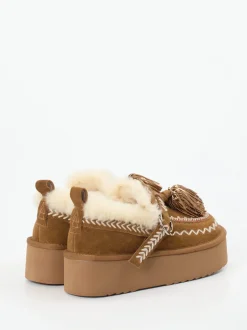 Elena Iachi – Plattform-Loafer aus Veloursleder cognacbraun