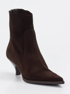 Elena Iachi – Stiefelette aus Veloursleder Dunkelbraun
