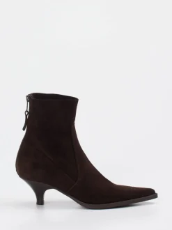 Elena Iachi – Stiefelette aus Veloursleder Dunkelbraun