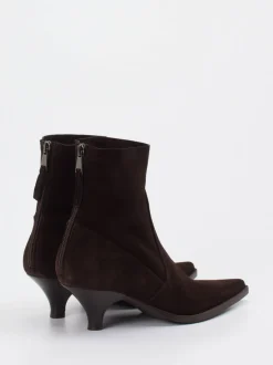 Elena Iachi – Stiefelette aus Veloursleder Dunkelbraun