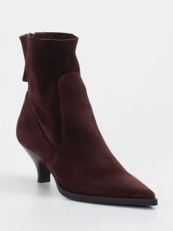 Elena Iachi – Stiefeletten aus Veloursleder Dunkelrot