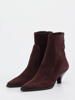 Elena Iachi – Stiefeletten aus Veloursleder Dunkelrot
