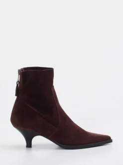 Elena Iachi – Stiefeletten aus Veloursleder Dunkelrot