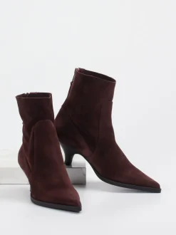 Elena Iachi – Stiefeletten aus Veloursleder Dunkelrot