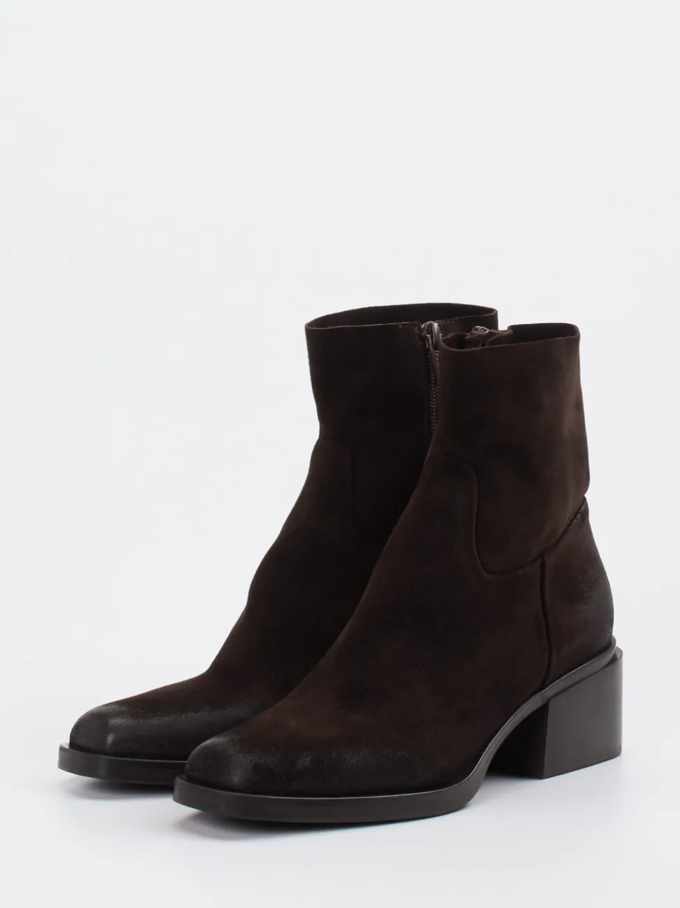Elena Iachi – Stiefeletten aus Veloursleder Dunkelbraun