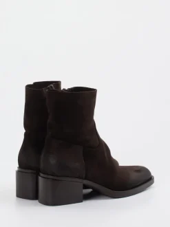 Elena Iachi – Stiefeletten aus Veloursleder Dunkelbraun