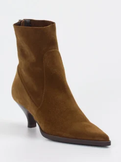 Elena Iachi – Stiefeletten aus Veloursleder Cognacbraun